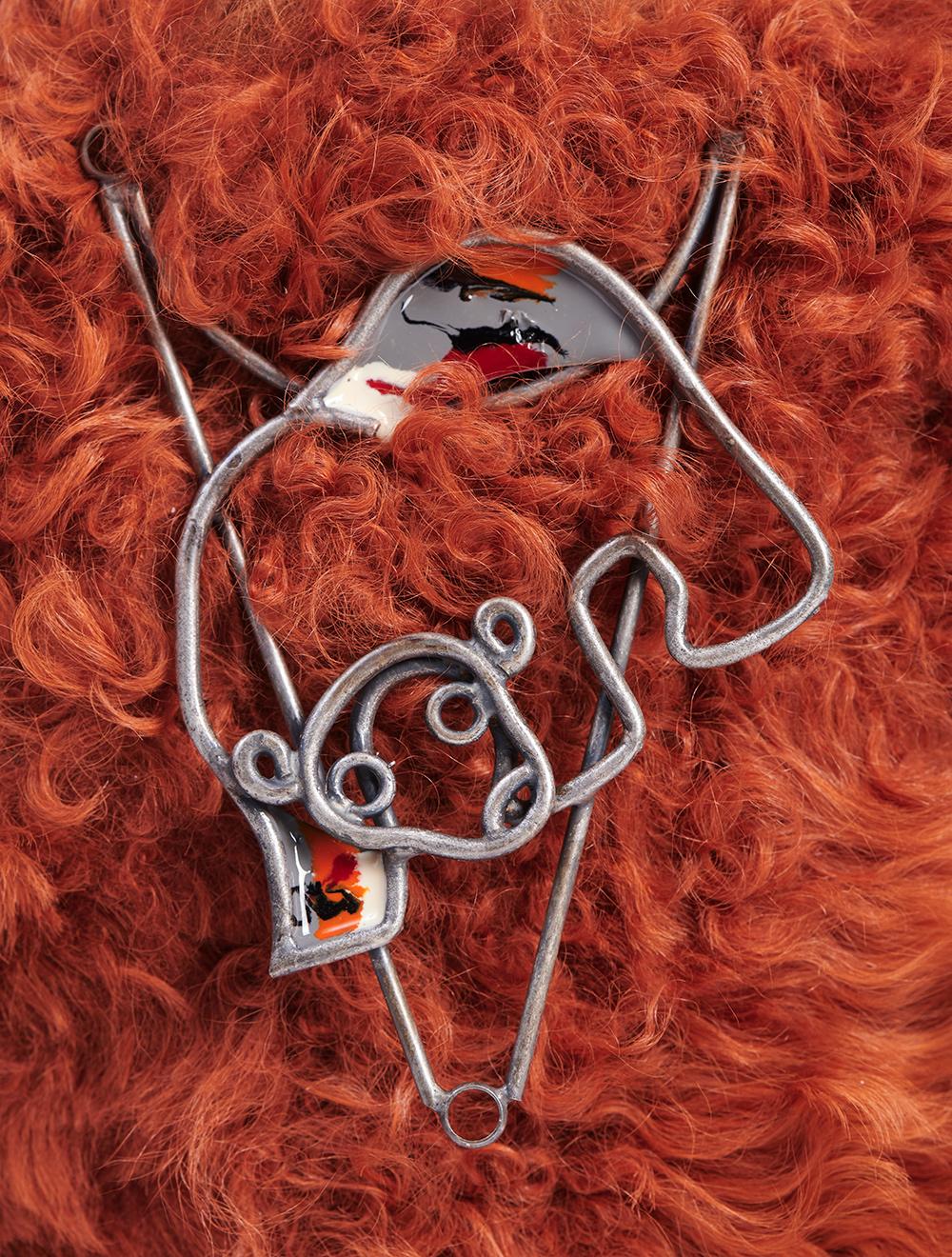 Save The Queen Borsa Piccola Arancio In Camoscio E Pelliccia