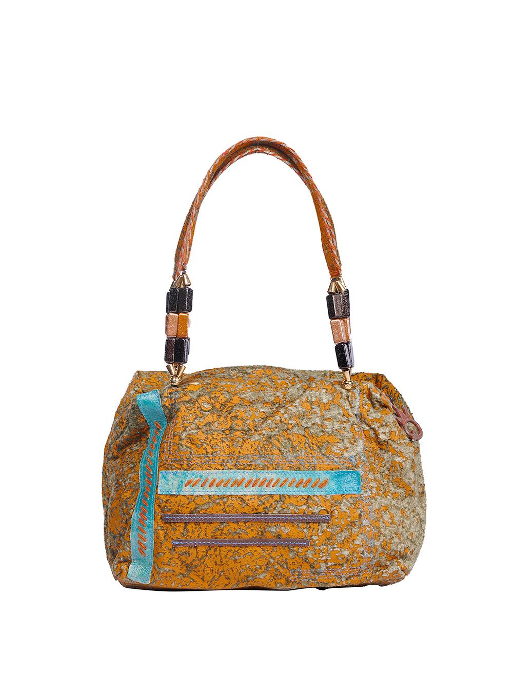 Save The Queen Borsa Piccola In Pelle Arancio Effetto Invecchiato