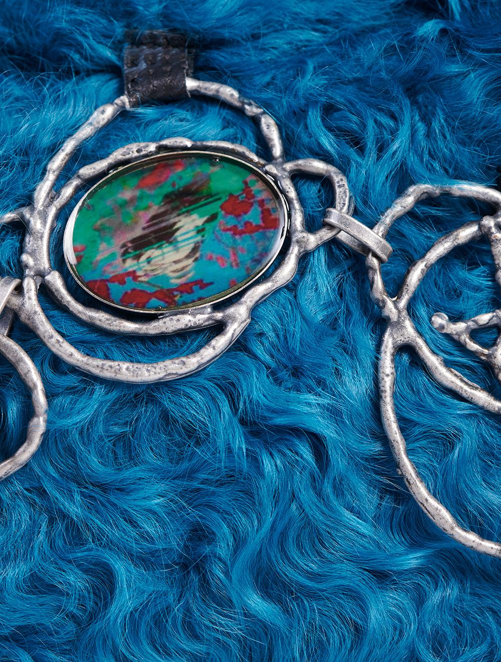 Save The Queen Borsa Piccola In Tessuto E Pelliccia Turchese