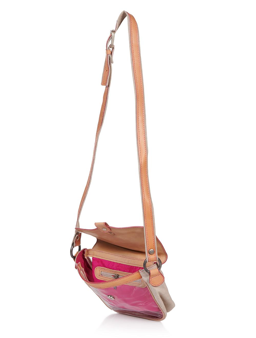 Save The Queen Borsa Piccola Trasparente Con Dettagli In Tela E Cuoio