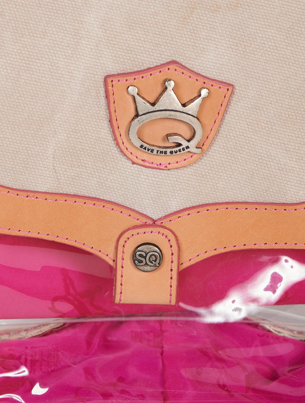 Save The Queen Borsa Piccola Trasparente Con Dettagli In Tela E Cuoio