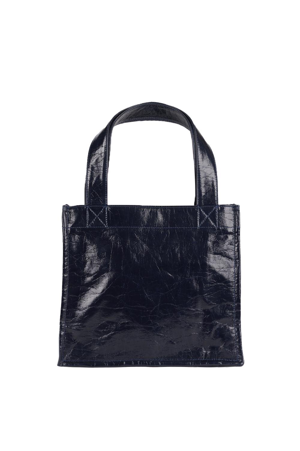 Save The Queen Borsa Shopper Blu Scura In Ecopelle Con Logo Metallico