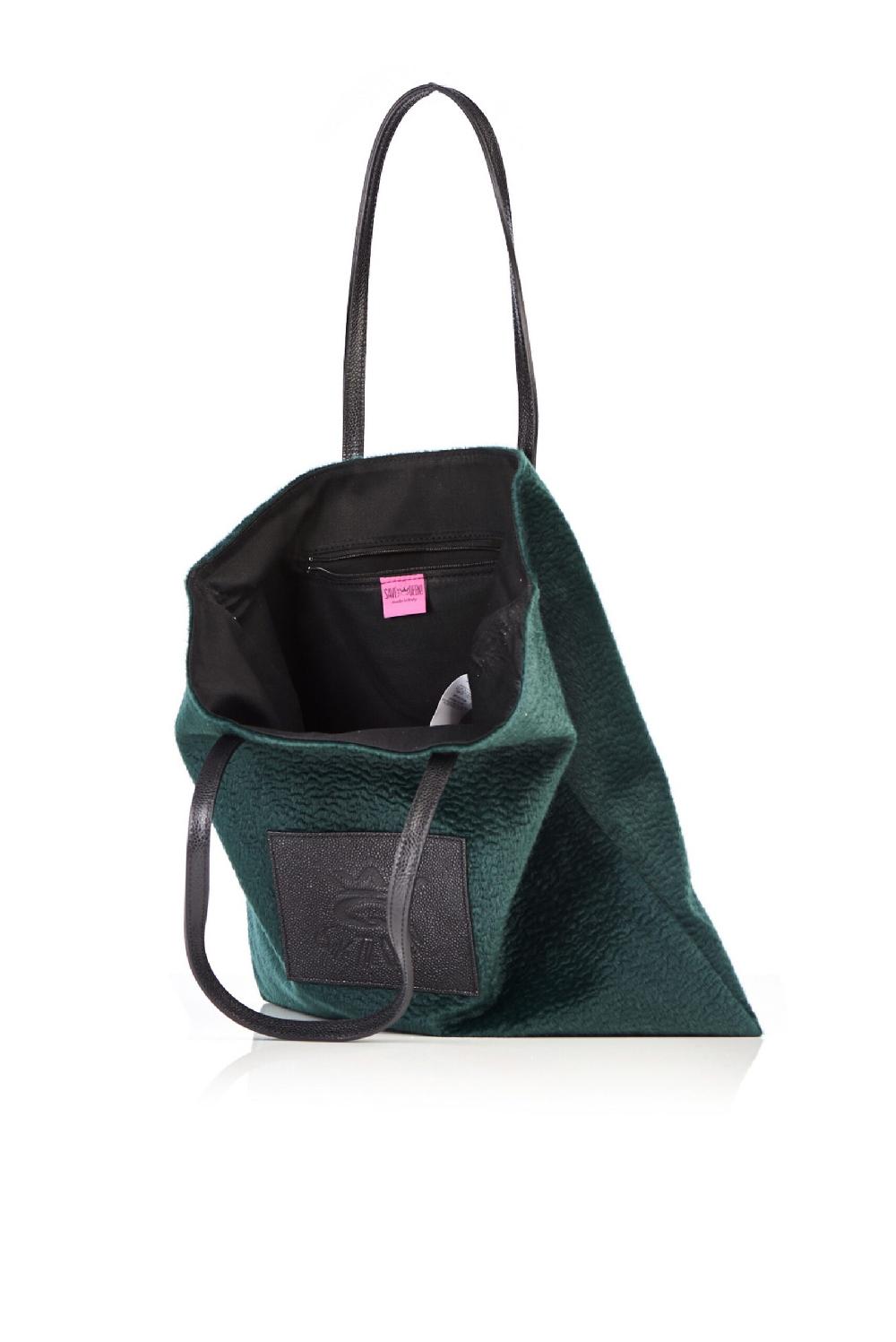 Save The Queen Borsa Shopper In Eco Pelliccia Verde