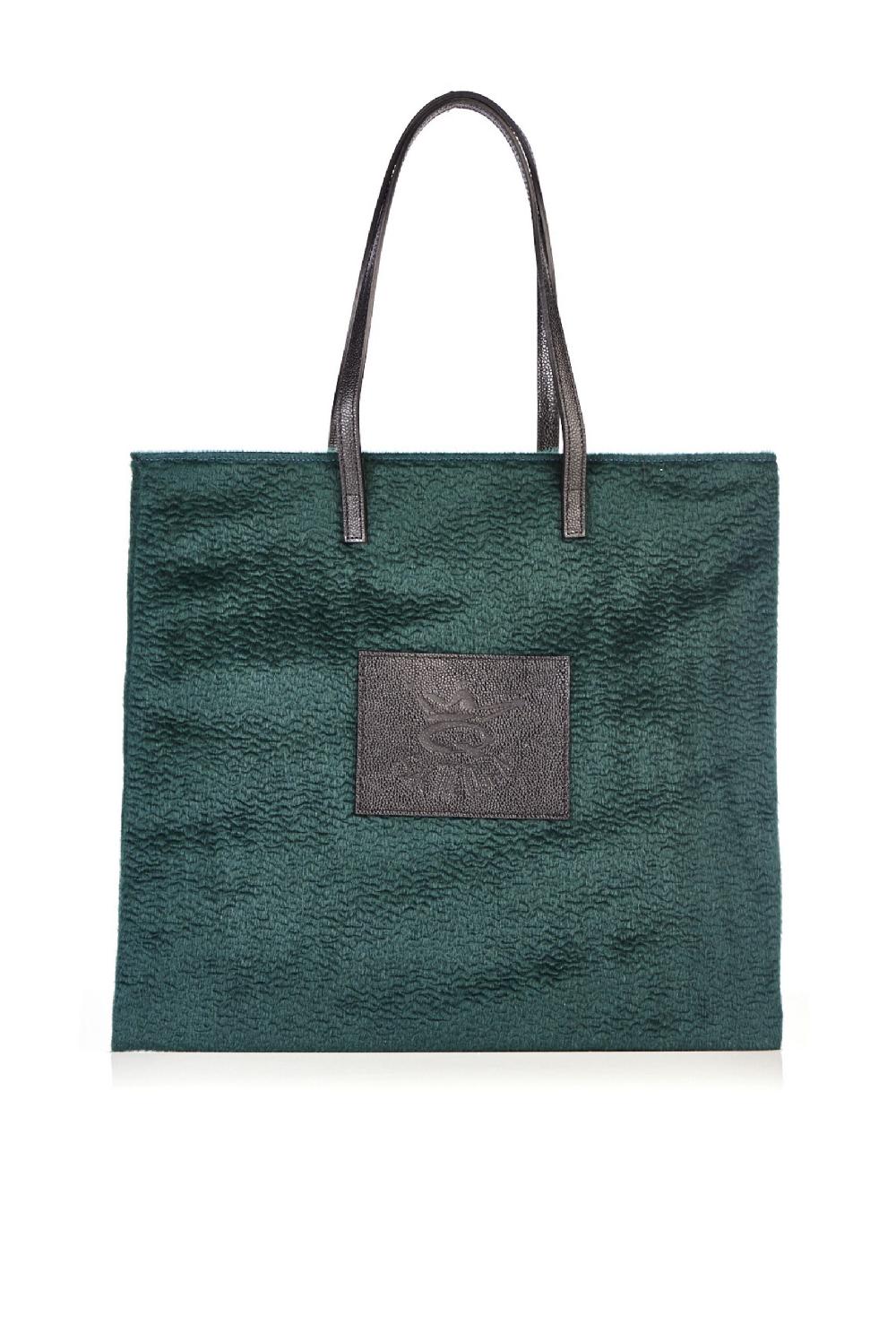 Save The Queen Borsa shopper in eco pelliccia verde