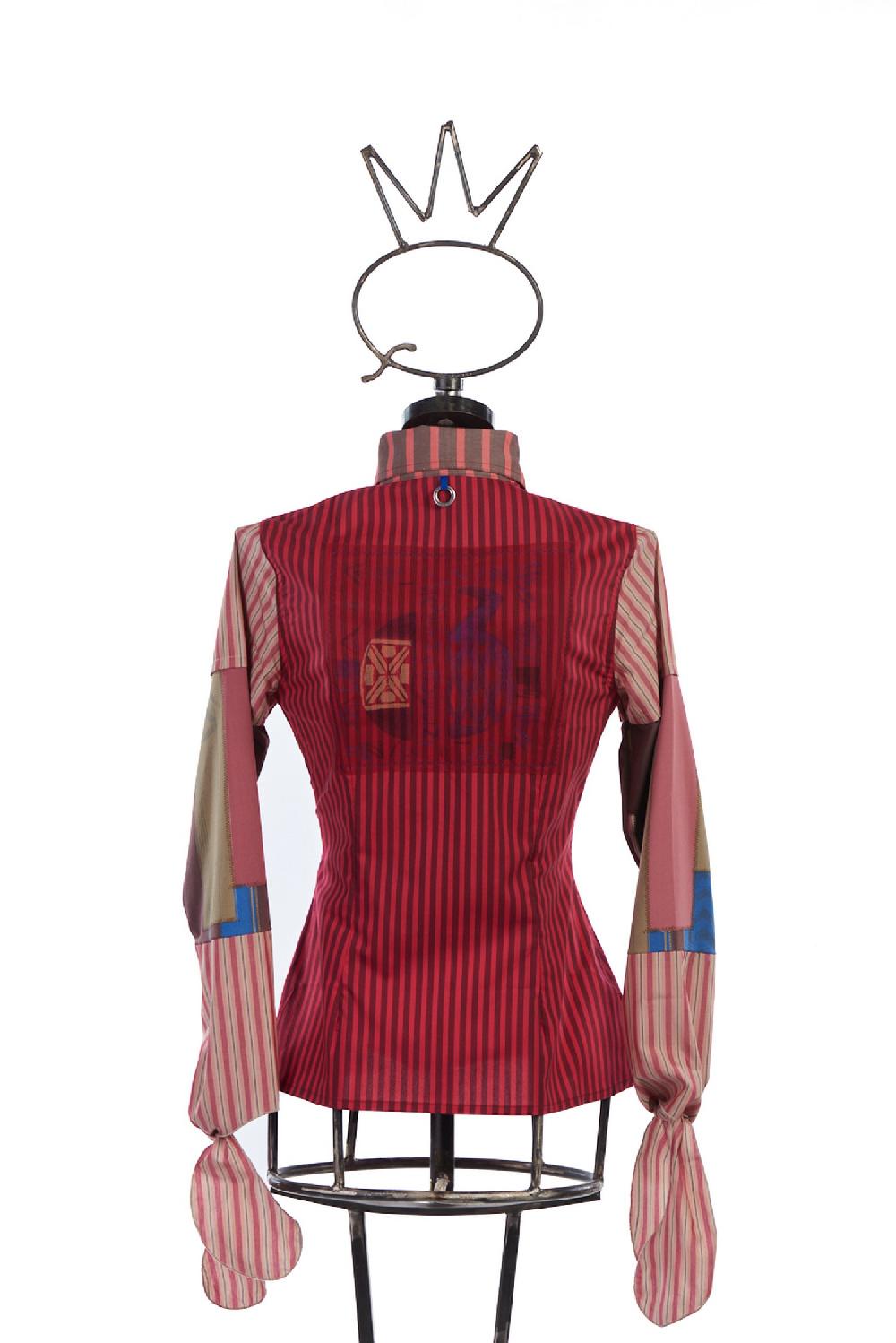 Save The Queen Camicia A Righe Con Applicazioni E Maniche A Fantasia