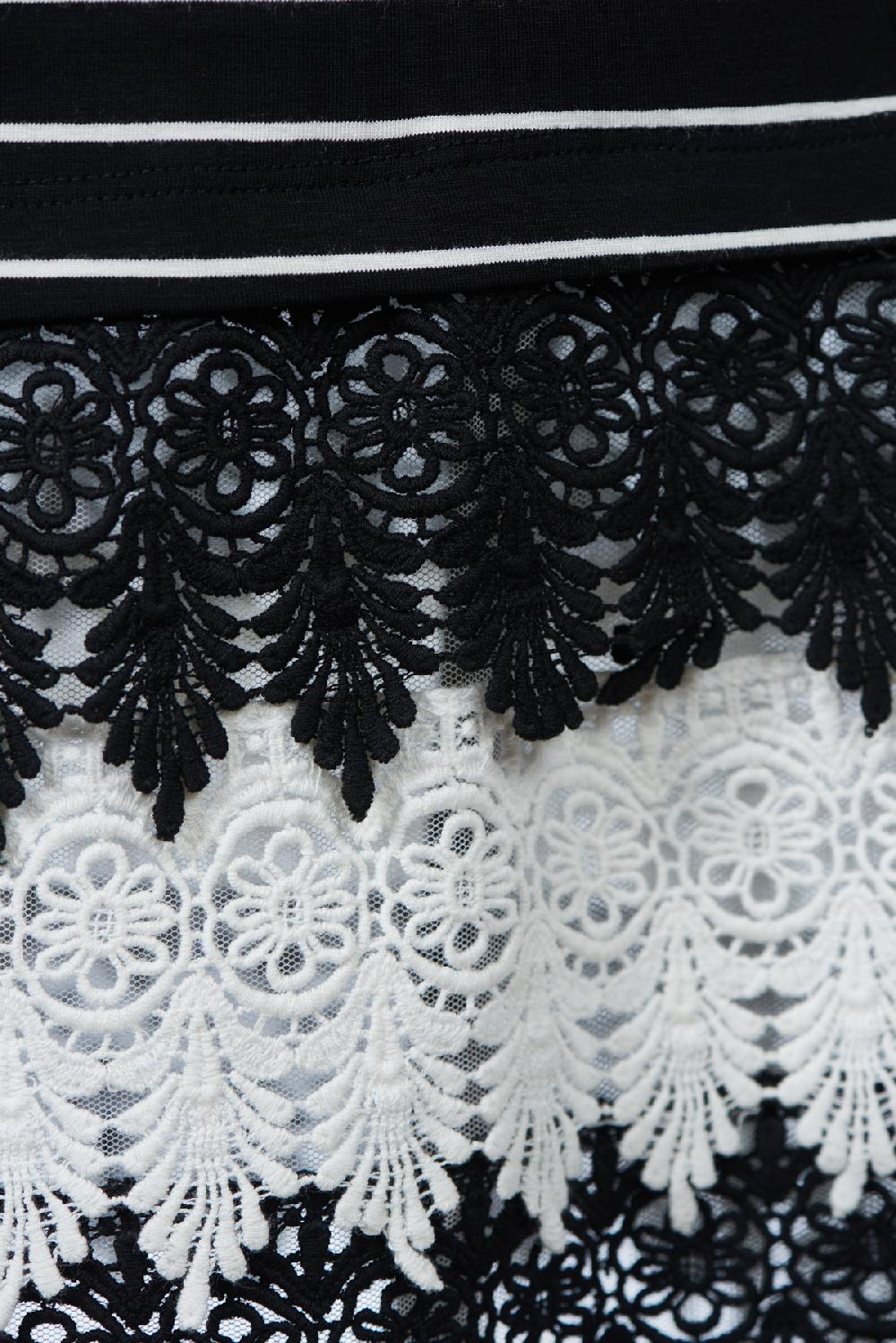 Save The Queen Camicia Da Notte In Jersey Di Viscosa E Macramè