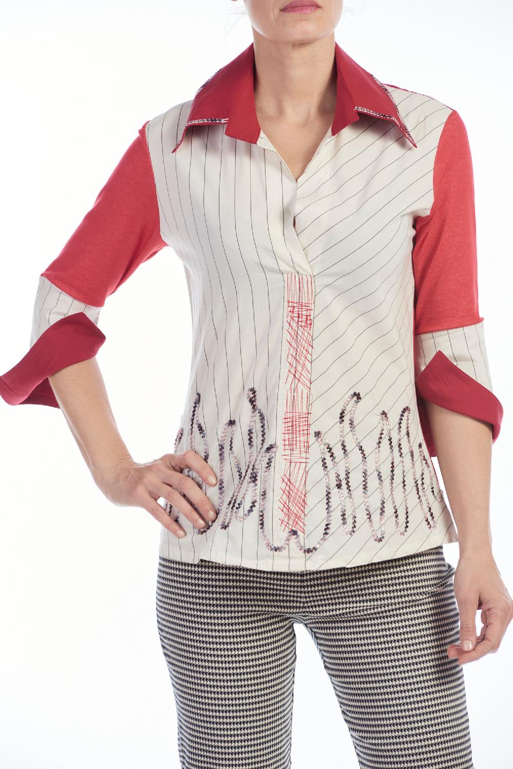 Save The Queen Camicia In Cotone A Righe Con Ricami