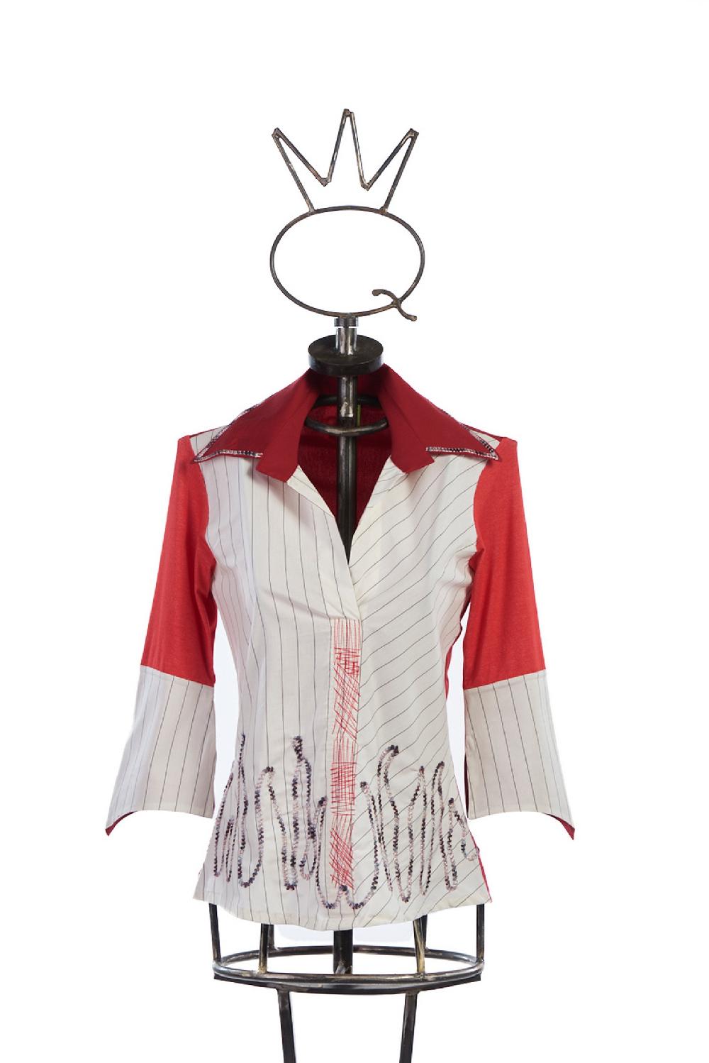 Save The Queen Camicia in cotone a righe con ricami