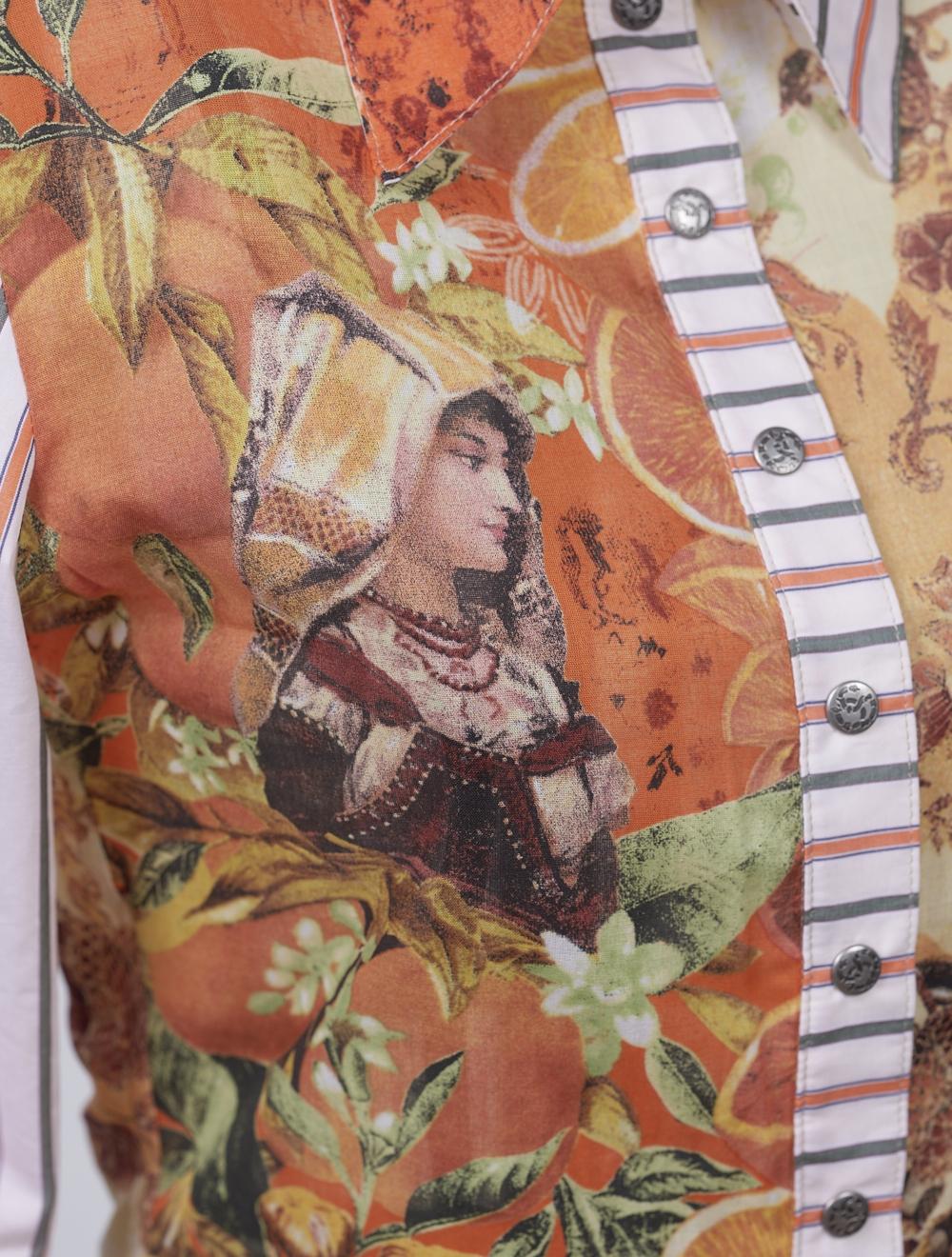 Save The Queen Camicia In Mussola Di Cotone Con Stampa “Regina Degli Aranci”