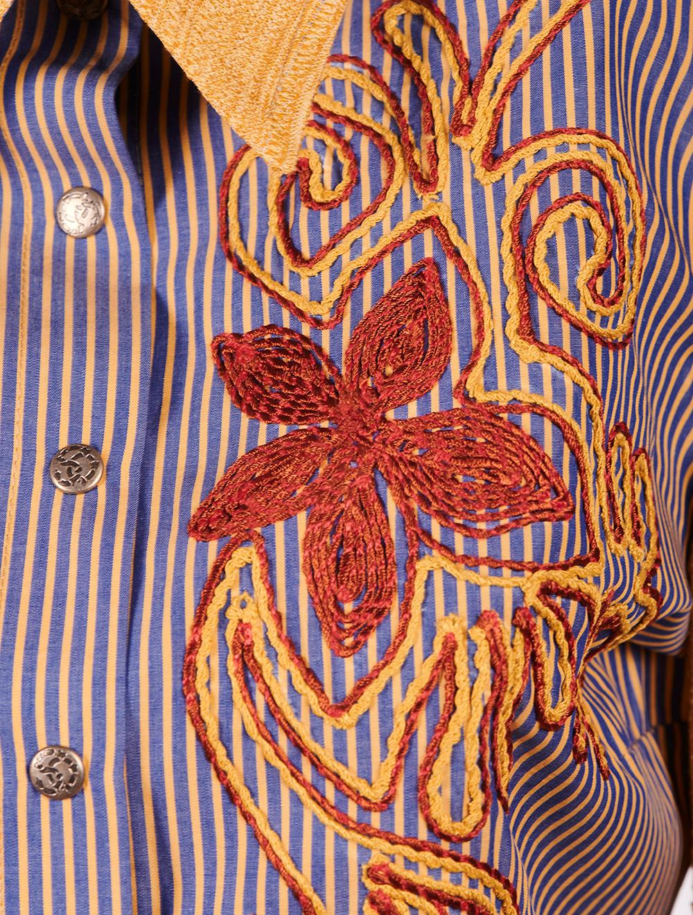 Save The Queen Camicia In Tessuto A Righe E In Maglia Con Ricamo