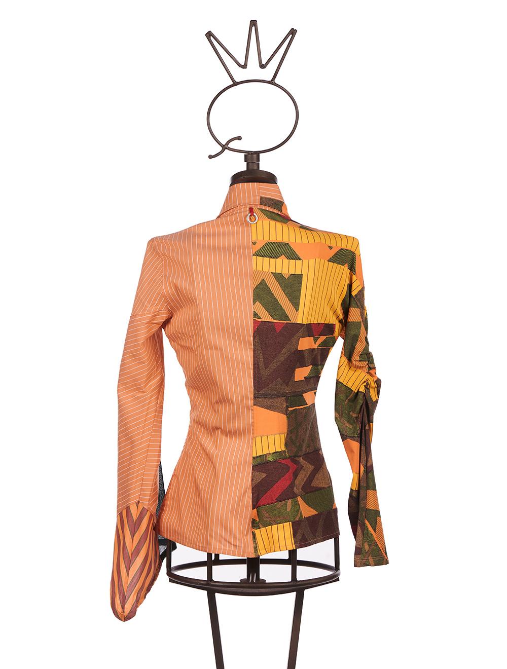 Save The Queen Camicia In Tessuto A Righe E Jersey Stampato Con Ricamo