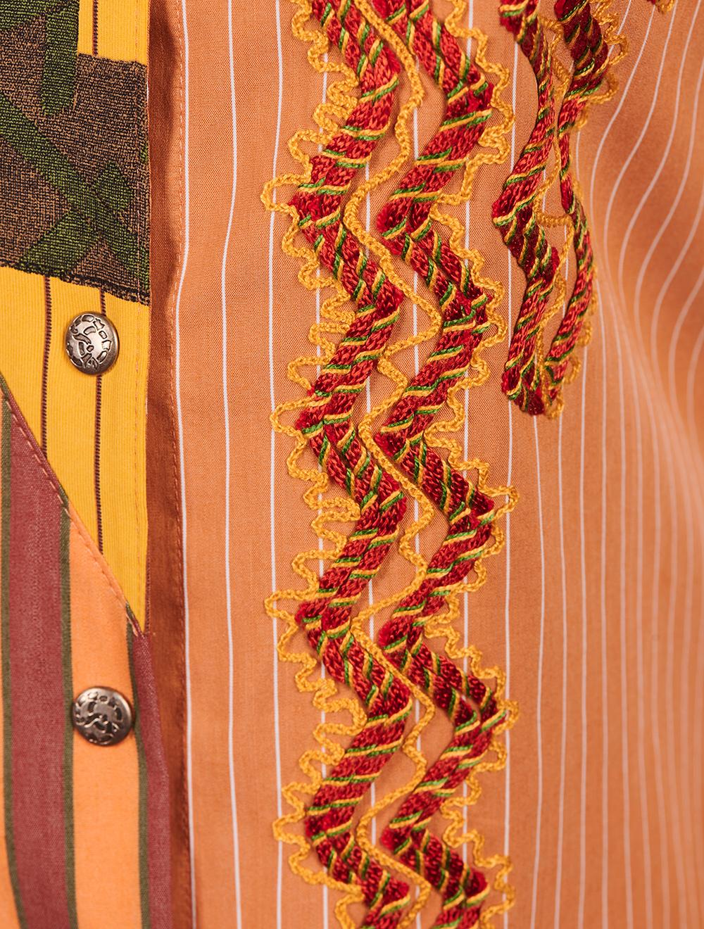 Save The Queen Camicia In Tessuto A Righe E Jersey Stampato Con Ricamo