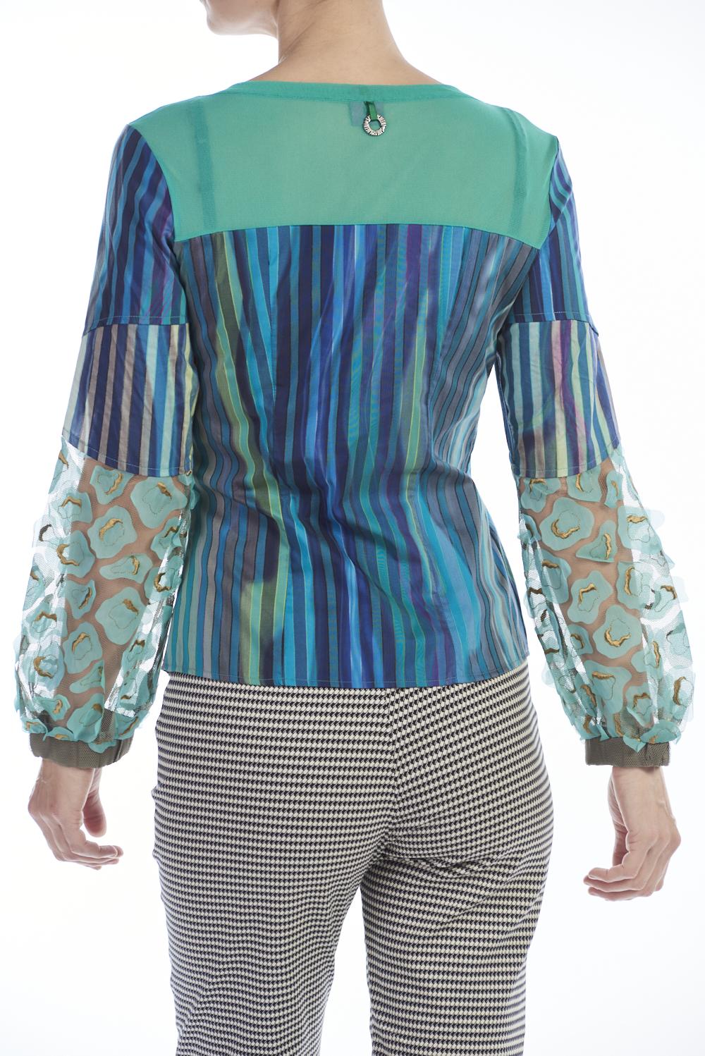 Save The Queen Camicia In Tessuto Di Cotone A Righe E Maniche In Tessuto Operato