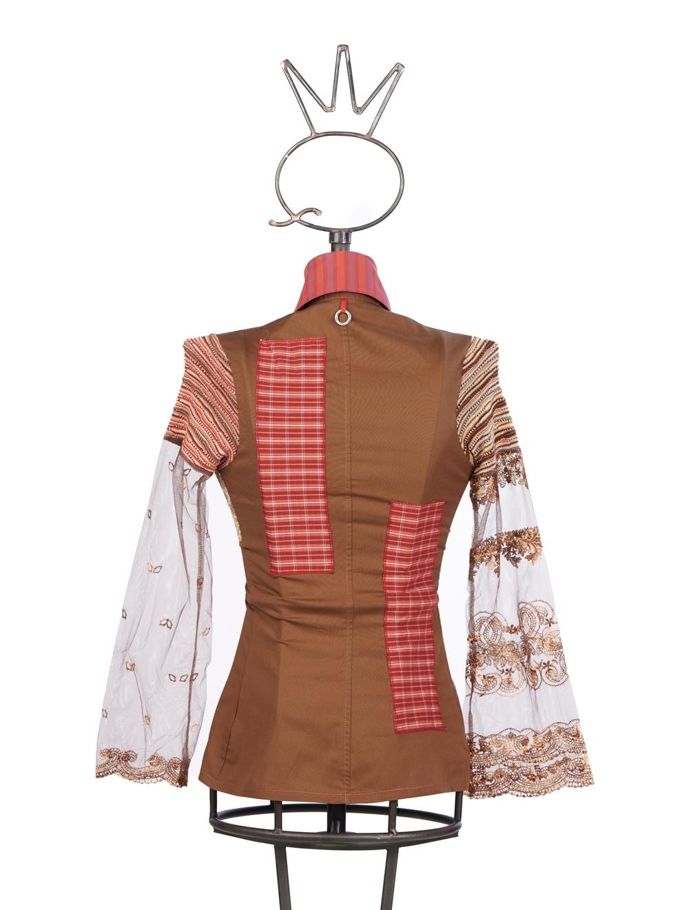 Save The Queen Camicia Marrone Con Ricami E Applicazioni