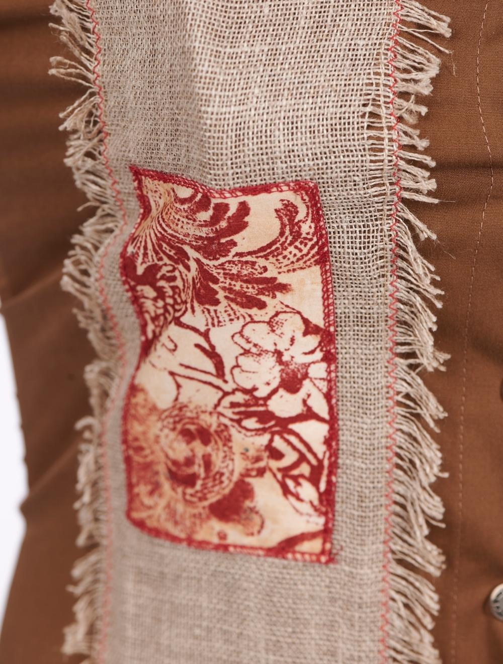 Save The Queen Camicia Marrone Con Ricami E Applicazioni