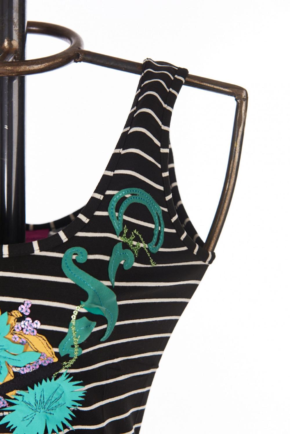 Save The Queen Canotta In Jersey A Righe Con Ricamo