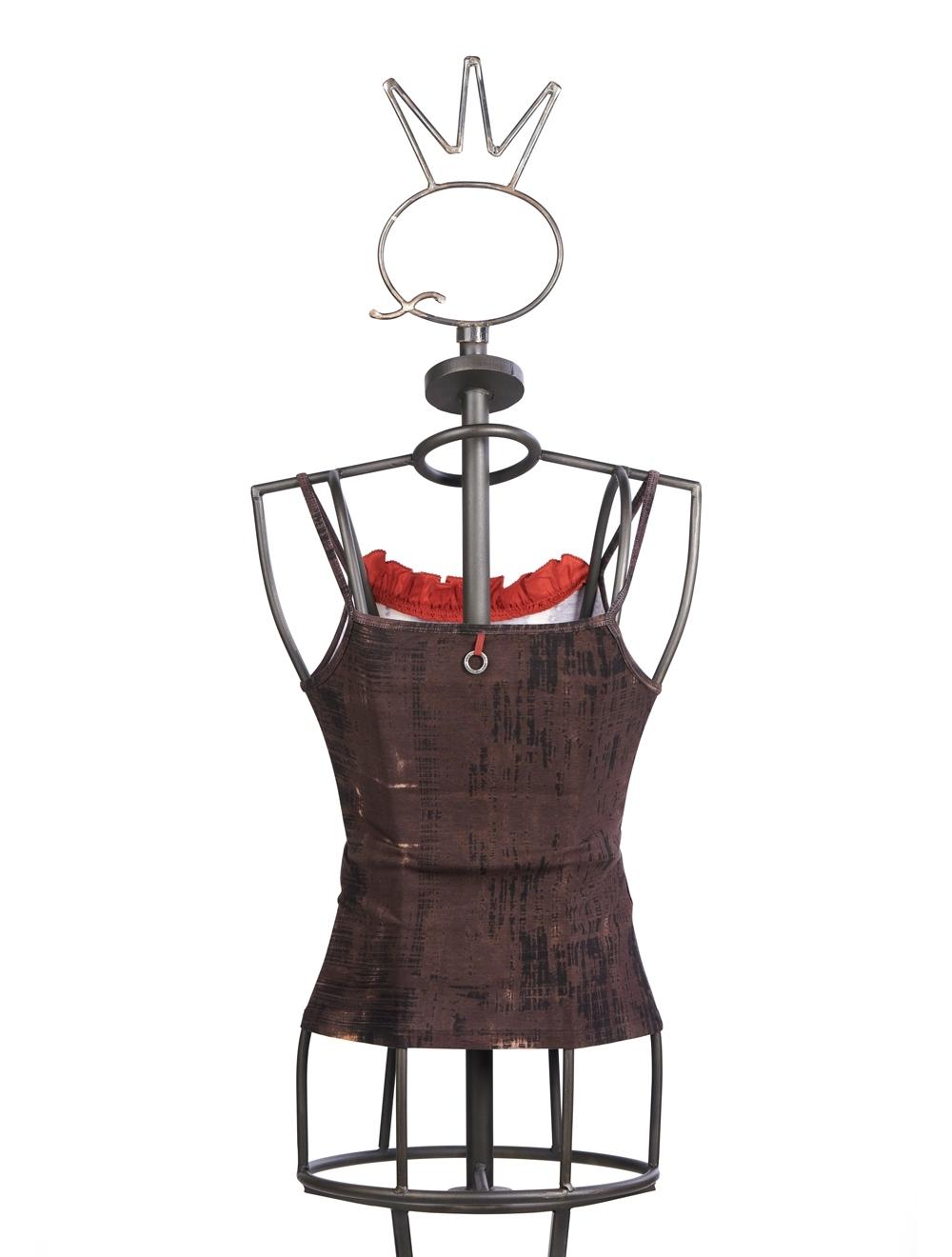 Save The Queen Canotta Marrone Stampata Con Applicazione