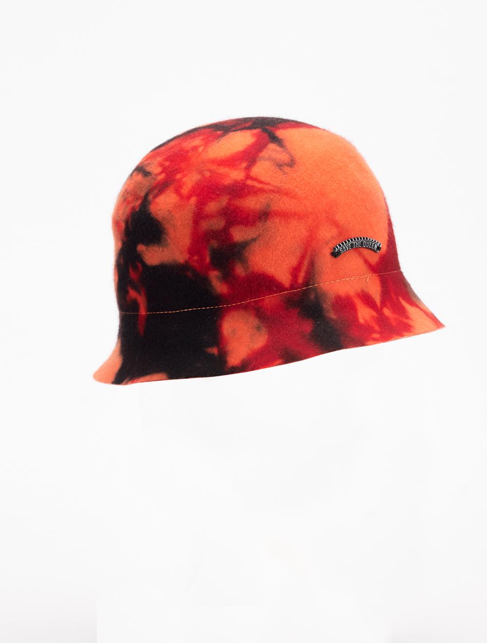 Save The Queen Cappello cloche in feltro di lana stampato tie dye