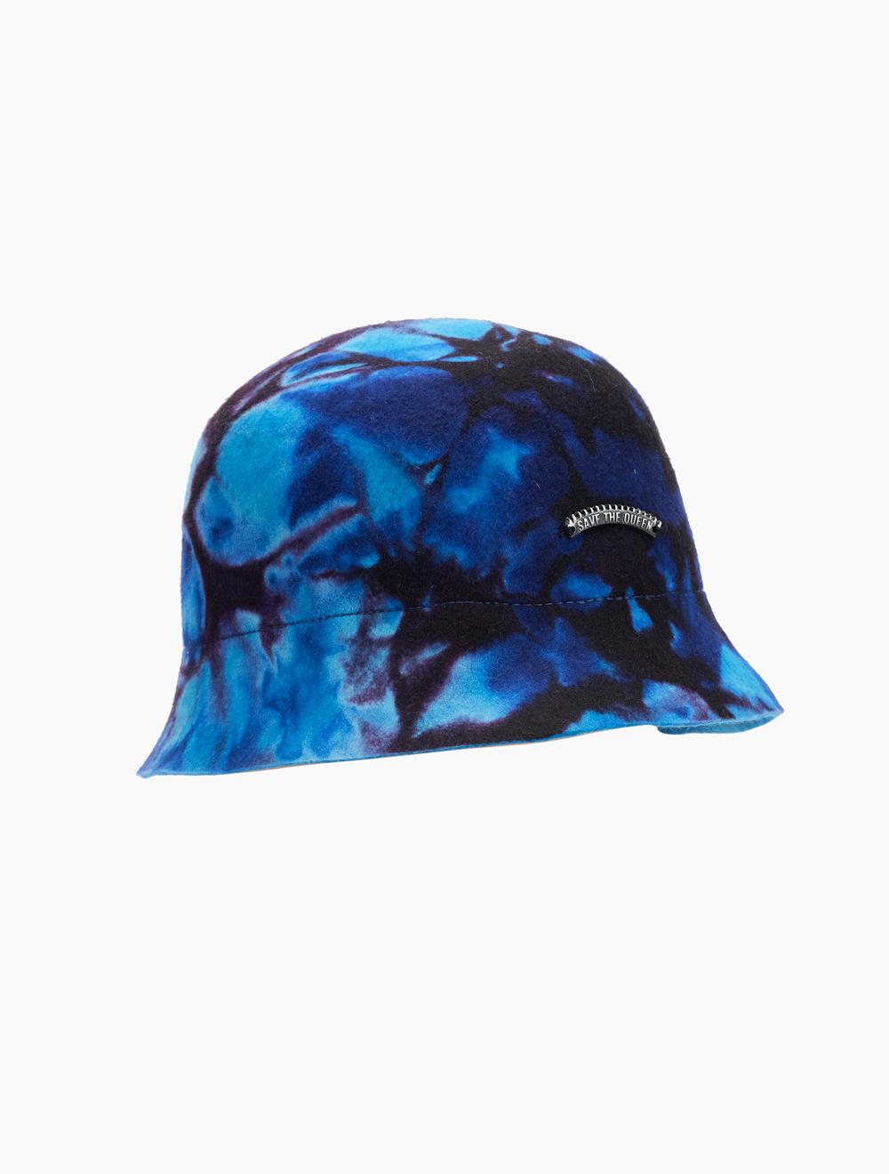 Save The Queen Cappello cloche in feltro di lana stampato tie dye