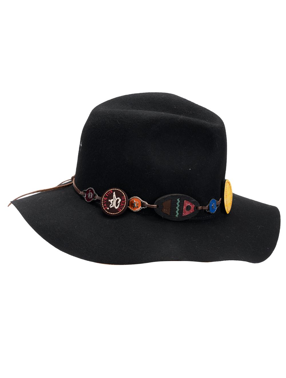 Save The Queen Cappello Fedora In Feltro Di Lana Nero