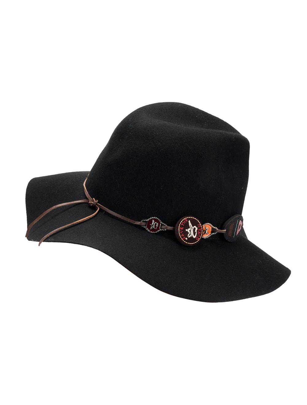 Save The Queen Cappello Fedora In Feltro Di Lana Nero