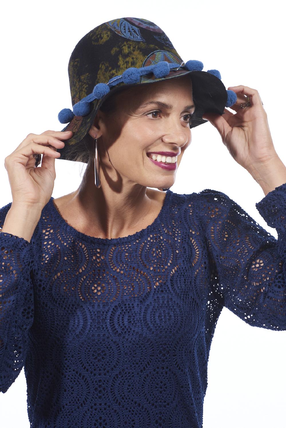 Save The Queen Cappello In Feltro Di Lana Nera Con Stampa