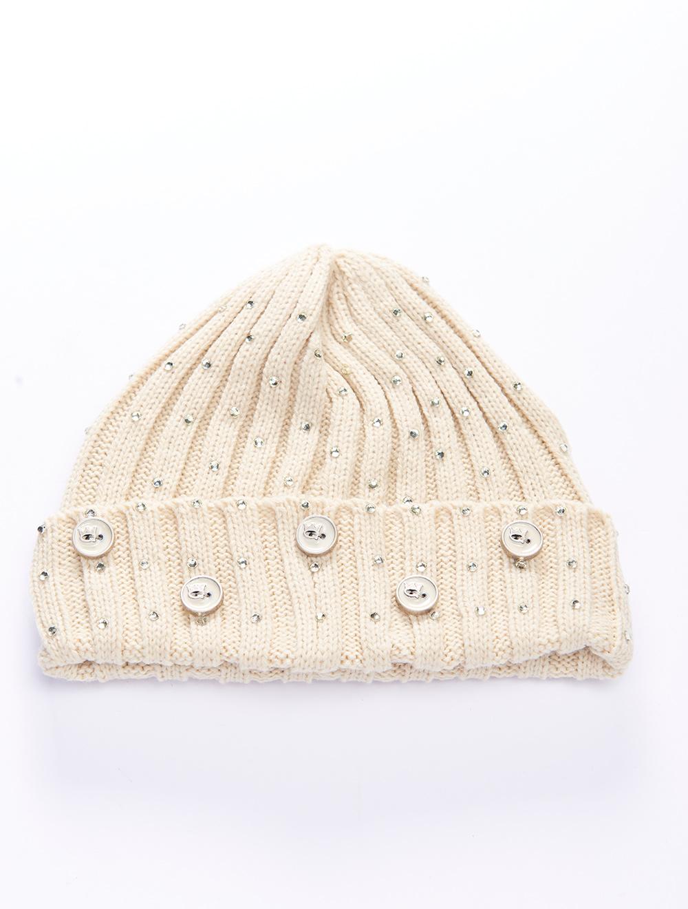 Save The Queen Cappello In Maglia A Costine Con Strass