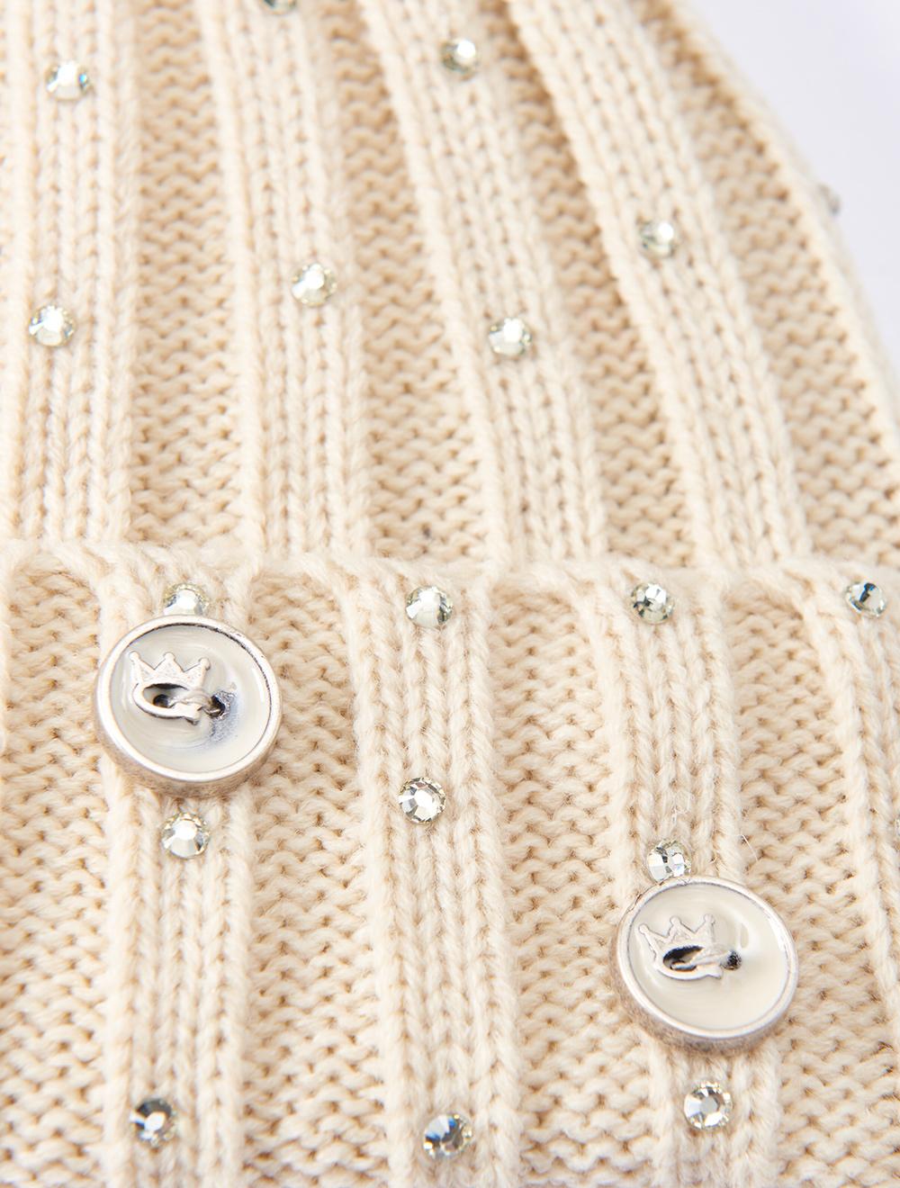 Save The Queen Cappello In Maglia A Costine Con Strass