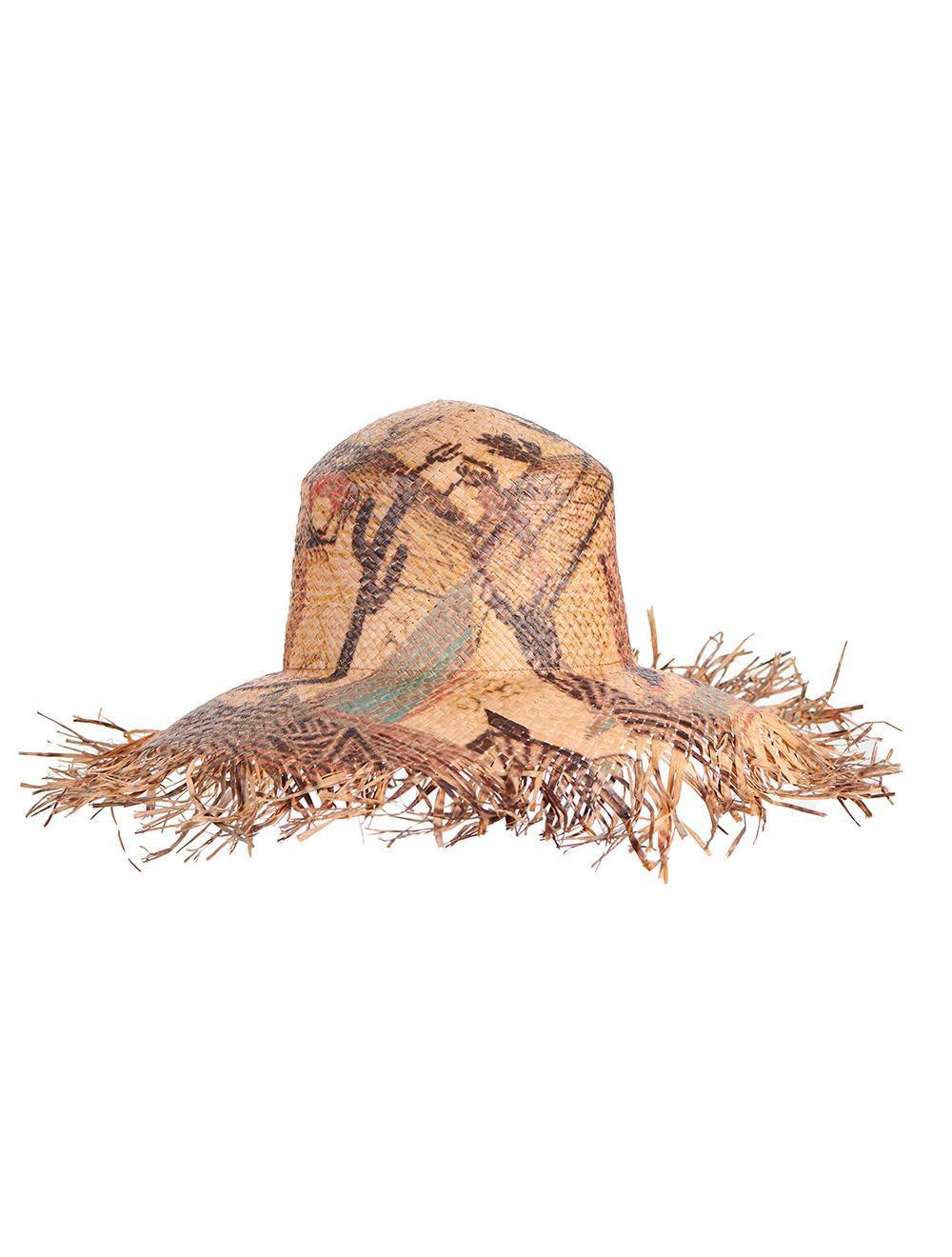 Save The Queen Cappello in paglia intrecciata con stampa