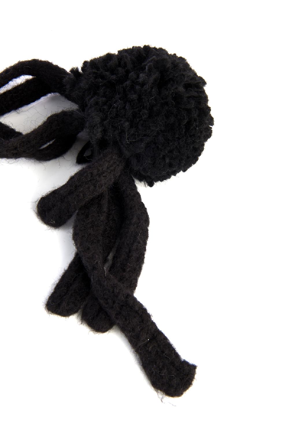 Save The Queen Cappello Nero In Maglia A Trecce Con Pompon