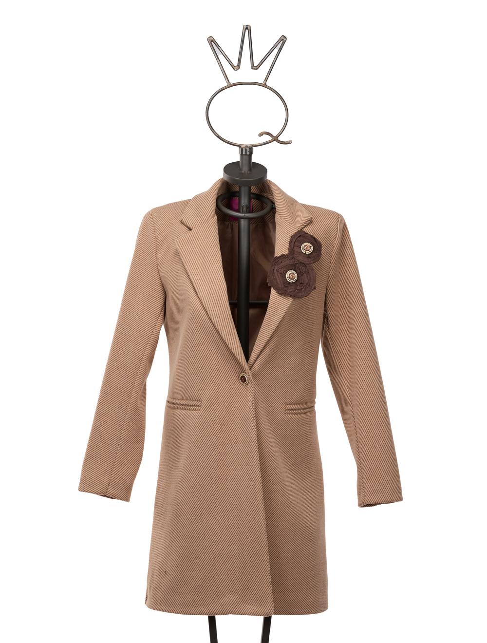 Save The Queen Cappotto Corto Beige Con Applicazioni