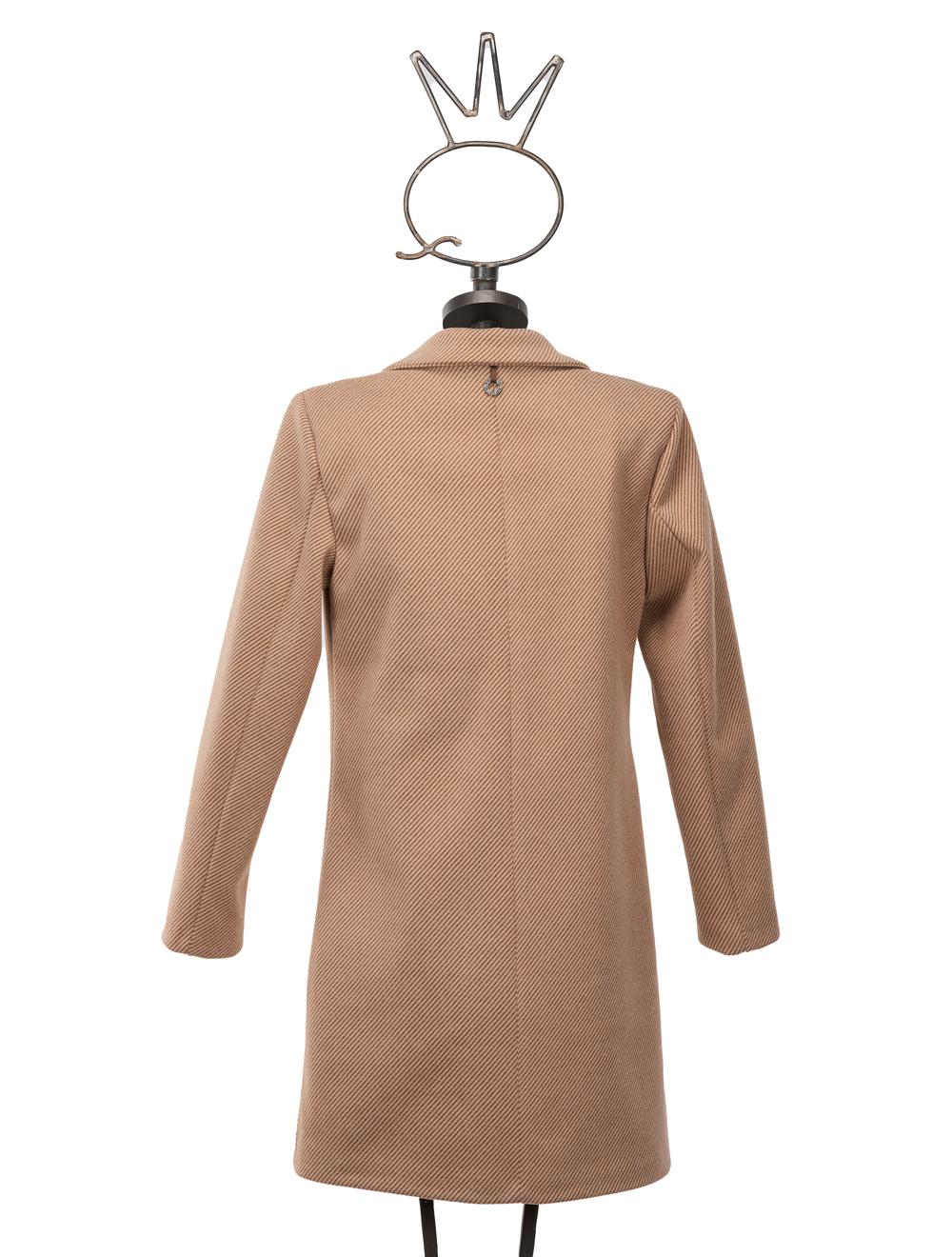Save The Queen Cappotto Corto Beige Con Applicazioni