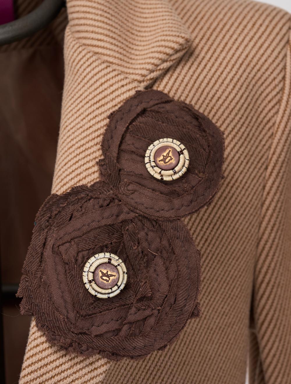 Save The Queen Cappotto Corto Beige Con Applicazioni