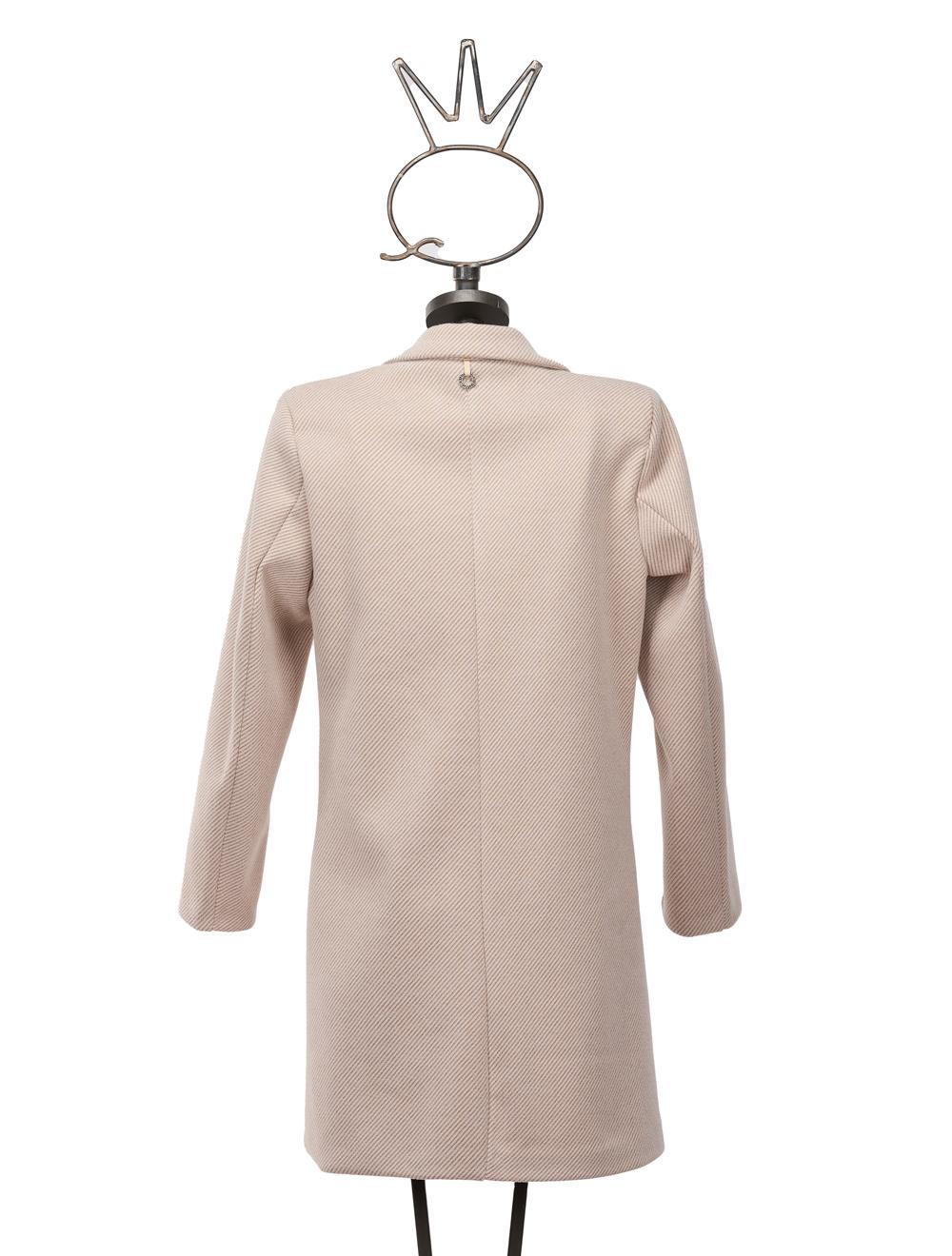 Save The Queen Cappotto Corto Bianco Panna Spigato Beige Con Applicazioni