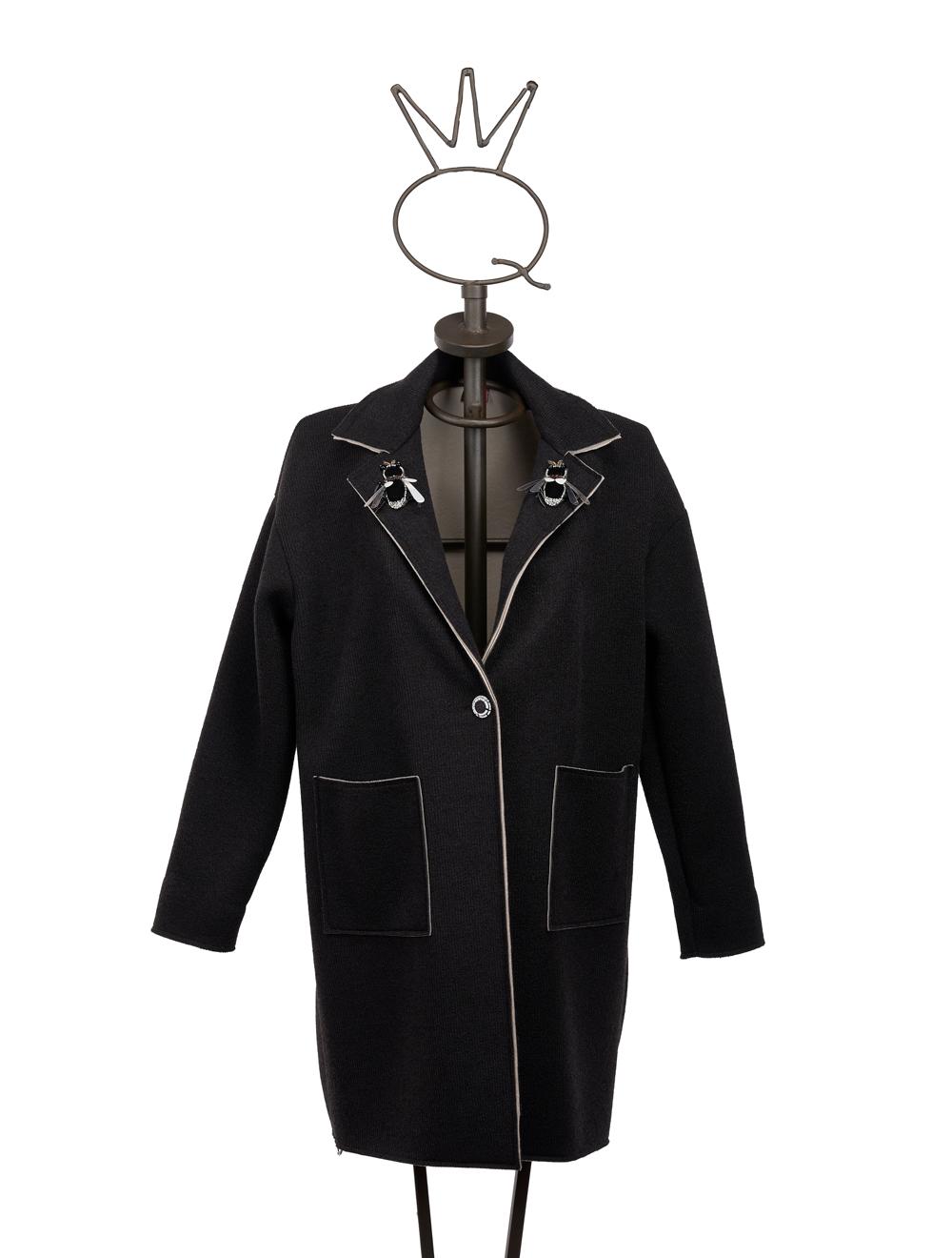 Save The Queen Cappotto Corto Nero Con Applicazioni