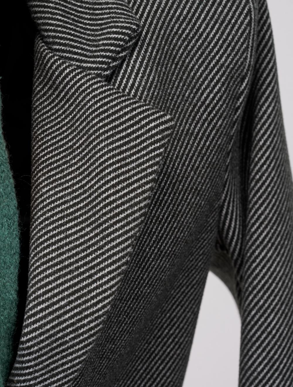 Save The Queen Cappotto Corto Nero Spigato Grigio Con Scaldacollo