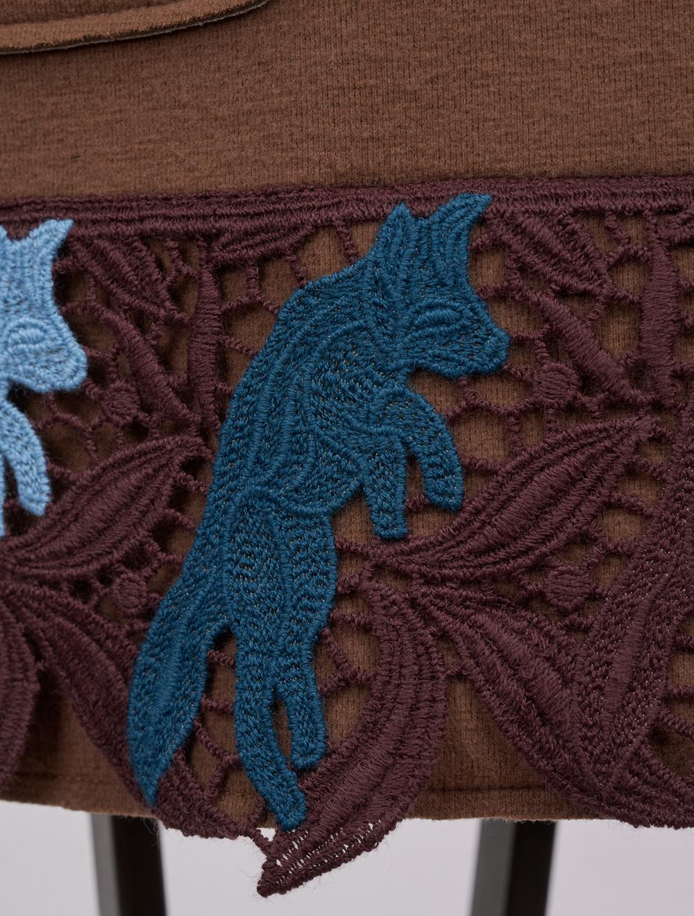 Save The Queen Cappotto Corto Nocciola Con Pizzo Macramè