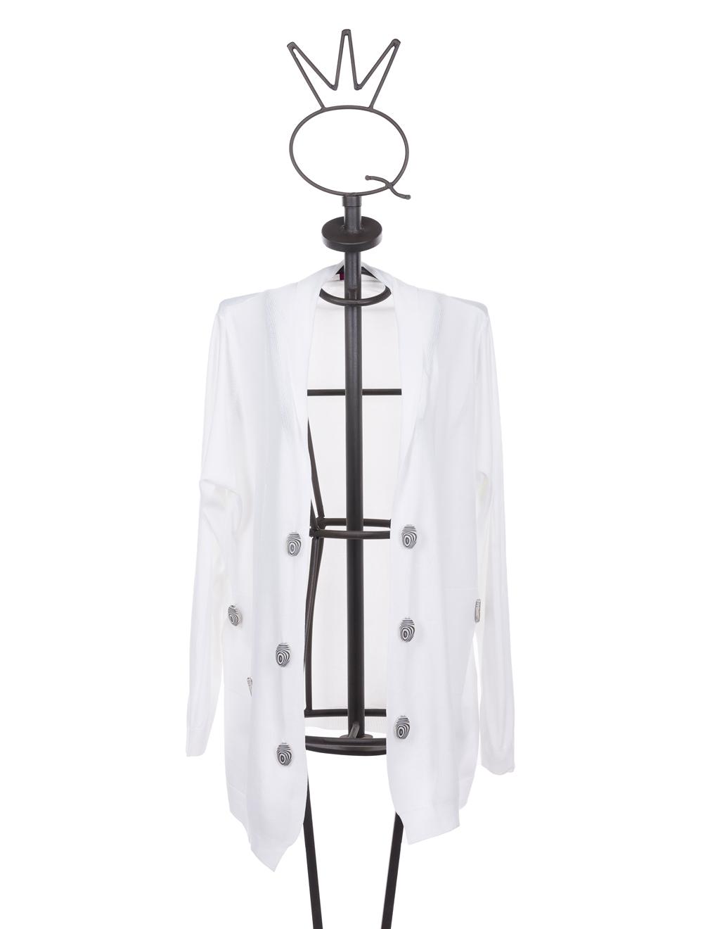 Save The Queen Cardigan Bianco In Viscosa Con Applicazioni