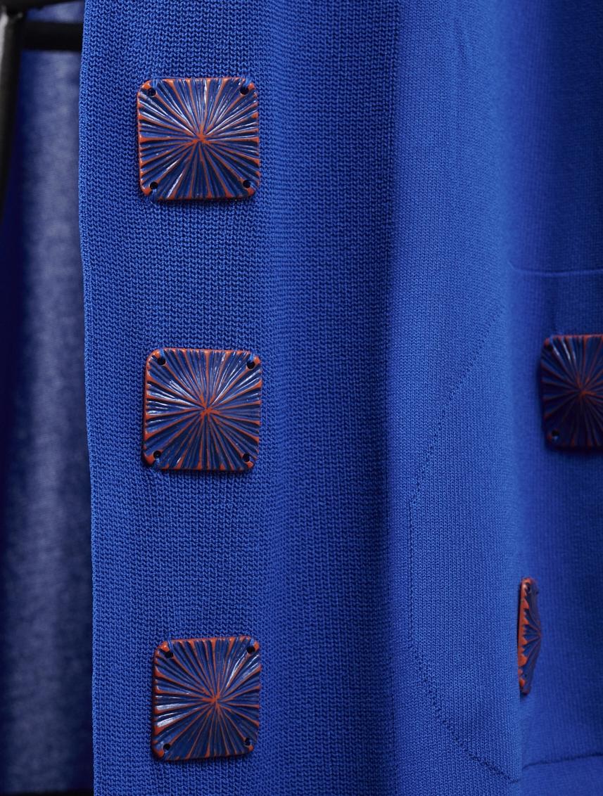 Save The Queen Cardigan Bluette In Viscosa Con Applicazioni