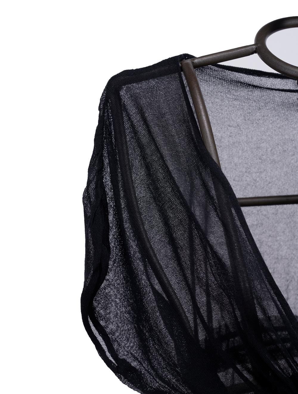 Save The Queen Cardigan Nero Lungo In Tricot Di Viscosa