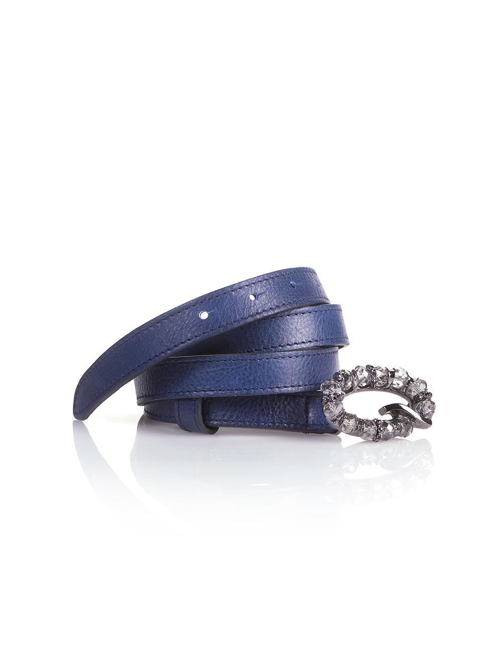 Save The Queen Cintura in pelle blu con fibbia gioiello
