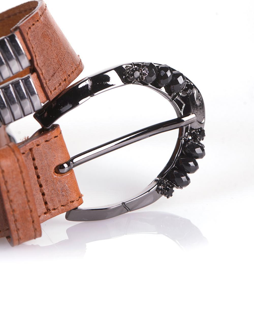 Save The Queen Cintura In Pelle Color Cuoio E Metallo