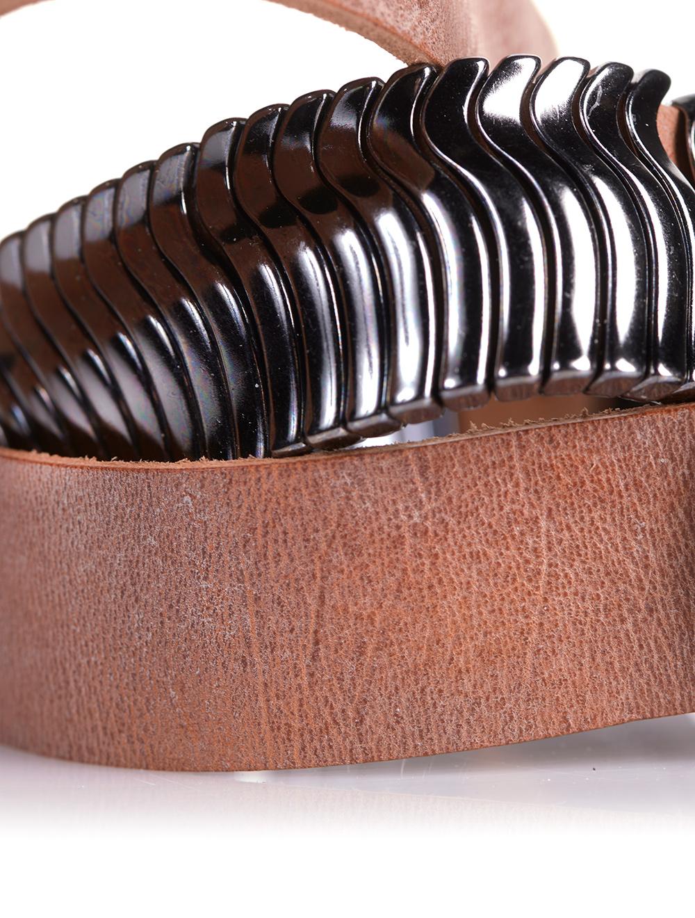 Save The Queen Cintura In Pelle Color Cuoio E Metallo