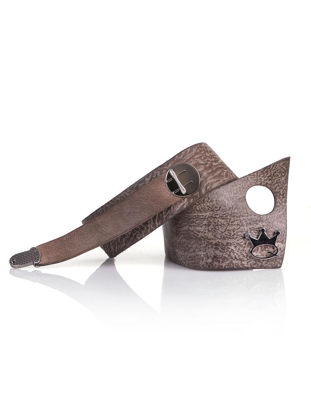 Save The Queen Cintura In Pelle Marrone E Applicazioni In Metallo