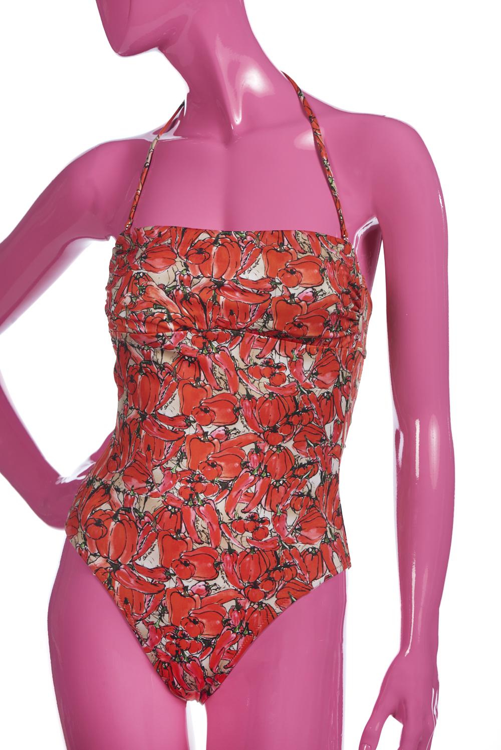 Save The Queen Costume intero a fascia con stampa peperoni – coppa B