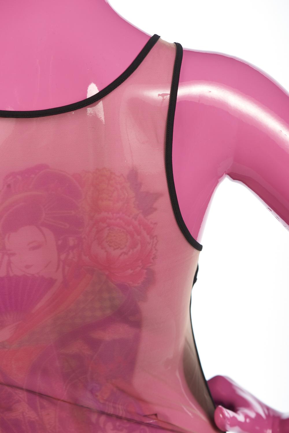 Save The Queen Costume Intero Con Dietro In Tulle Color Nudo Stampato