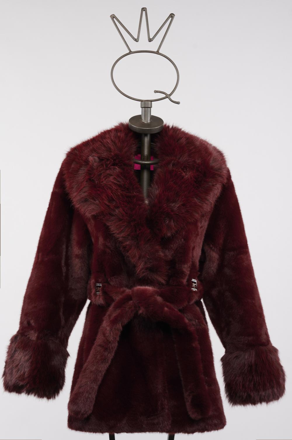 Save The Queen Ecopelliccia Bordeaux Con Scollo A V