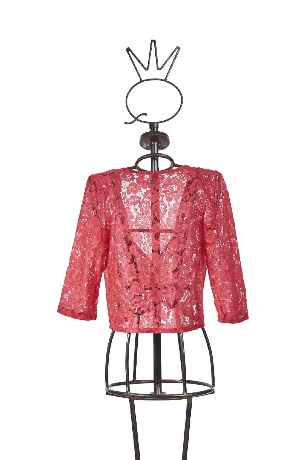 Save The Queen Giacchino Coprispalle In Pizzo Color Corallo