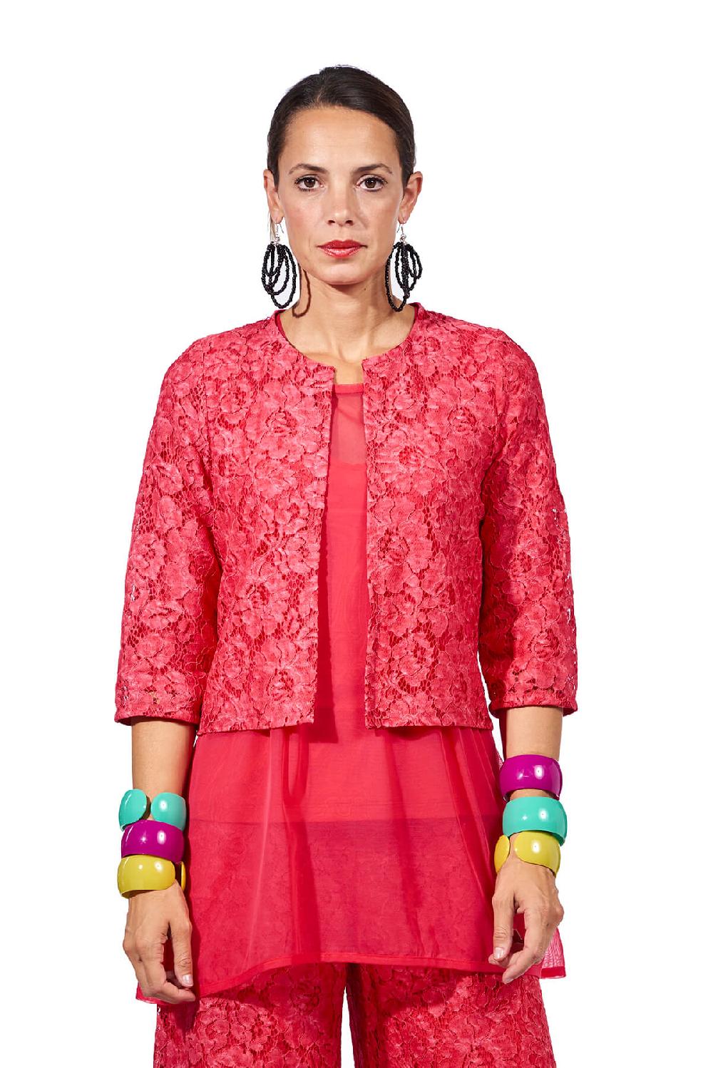 Save The Queen Giacchino Coprispalle In Pizzo Color Corallo