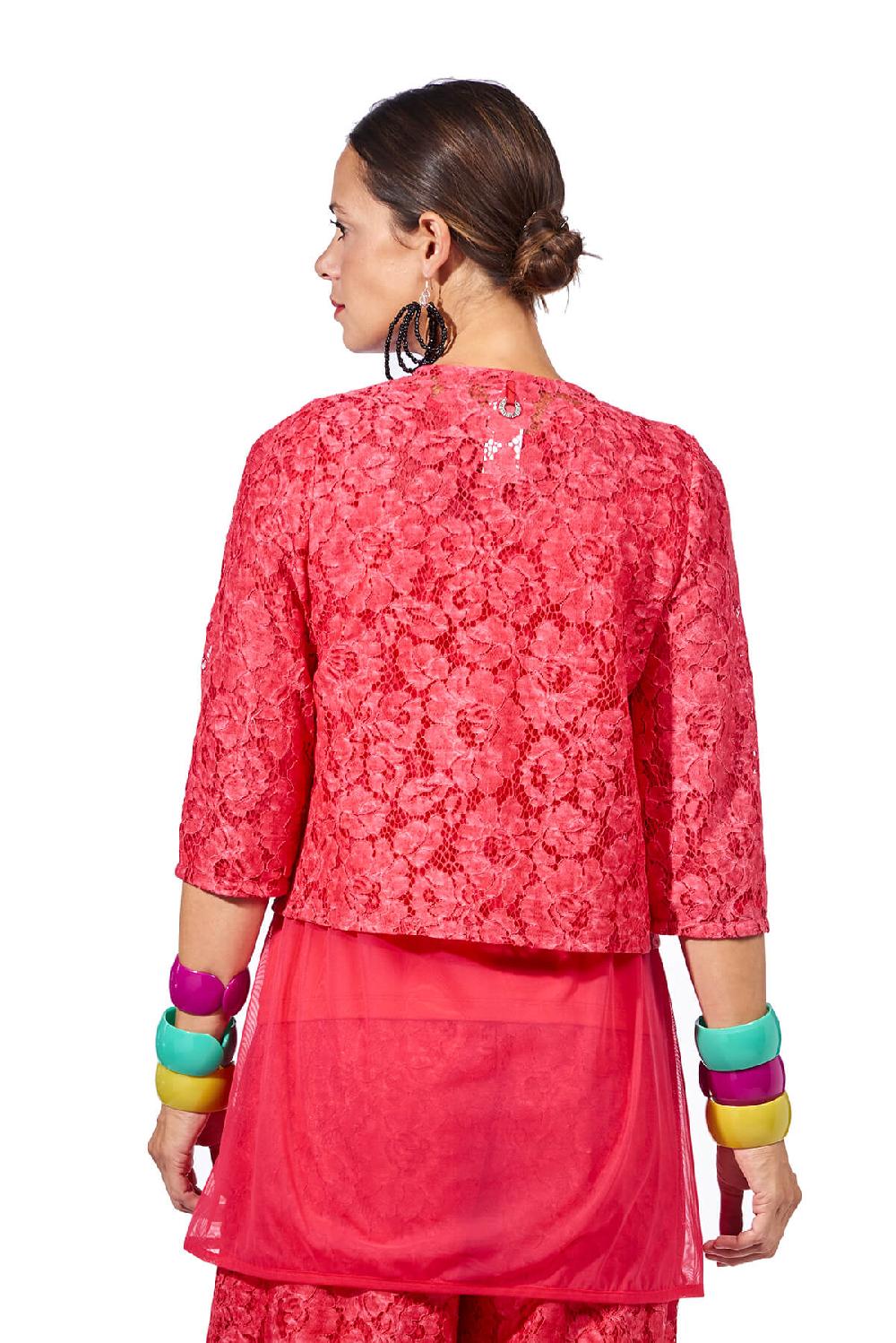 Save The Queen Giacchino Coprispalle In Pizzo Color Corallo